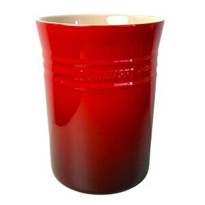 Le Creuset Large Canister 5 Qt Cerise Red Stoneware with Box No Lid EUC